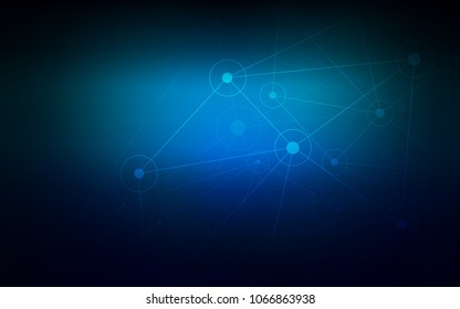 Dark BLUE vector texture with disks, lines. Glitter abstract illustration with connection of triangle structure. New design for ad, poster, banner of your website.