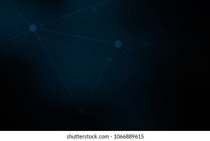 Dark BLUE vector texture with disks, lines. Decorative design in abstract style with triangle structure. Completely new template for your brand book.