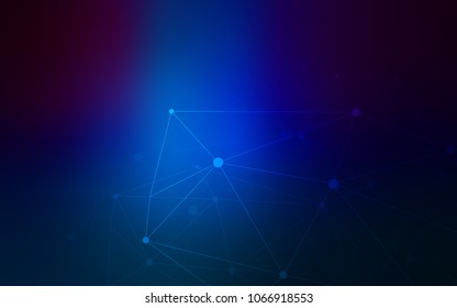 Dark BLUE vector texture with disks, lines. Glitter abstract illustration with connection of triangle structure. Completely new template for your brand book.