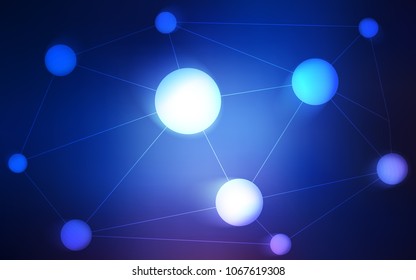 Dark BLUE vector texture with disks, lines. Modern abstract colorful illustration with spheres and lines. Beautiful design for your business advert.