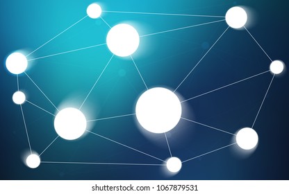 Dark BLUE vector texture with disks, lines. Decorative design in abstract style with triangle structure. Pattern can be used for ads, leaflets.