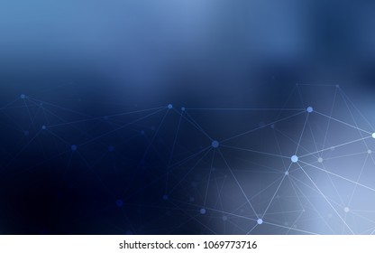 Dark BLUE vector texture with disks, lines. Design with connection of dots and lines on colorful background. Pattern can be used as texture of wallpapers.