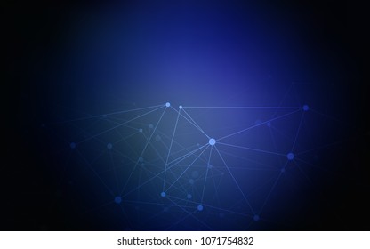 Dark BLUE vector texture with disks, lines. Abstract illustration with colorful discs and triangles. Pattern can be used for ads, leaflets.