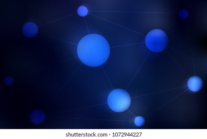 Dark BLUE vector texture with disks, lines. Colorful illustration with circles and lines in futuristic style. Pattern can be used for ads, leaflets.