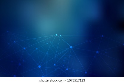 Dark BLUE vector texture with disks, lines. Abstract illustration with colorful discs and triangles. Pattern can be used for ads, leaflets.