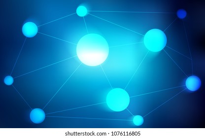 Dark BLUE vector texture with disks, lines. Design with connection of dots and lines on colorful background. Beautiful design for your business advert.