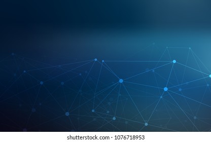 Dark BLUE vector texture with disks, lines. Glitter abstract illustration with connection of triangle structure. Beautiful design for your business advert.