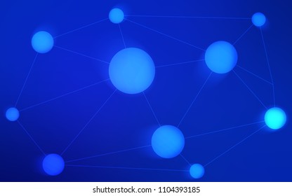 Dark BLUE vector texture with disks, lines. Glitter abstract illustration with connection of triangle structure. Pattern can be used for futuristic ad, booklets.
