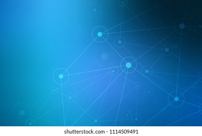 Dark BLUE vector texture with disks, lines. Design with connection of dots and lines on colorful background. Pattern can be used as texture of wallpapers.