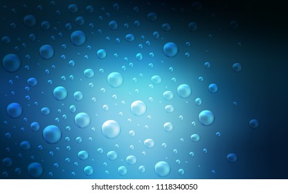 Dark BLUE vector texture with disks. Modern abstract illustration with colorful water drops. Pattern can be used as texture of water, rain drops.