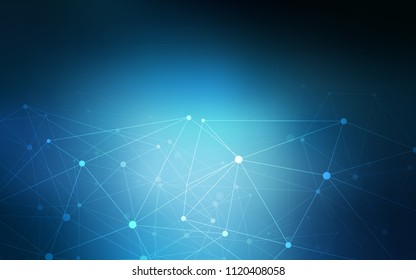 Dark BLUE vector texture with disks, lines. Colorful illustration with circles and lines in futuristic style. Pattern can be used for futuristic ad, booklets.
