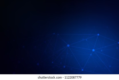 Dark BLUE vector texture with disks, lines. Design with connection of dots and lines on colorful background. Pattern can be used for beautiful websites.