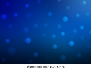 Dark BLUE vector texture with disks. Illustration with set of shining colorful abstract circles. The pattern can be used for ads, leaflets of liquid.
