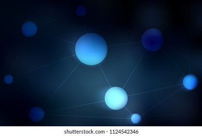 Dark BLUE vector texture with disks, lines. Glitter abstract illustration with connection of triangle structure. Completely new template for your brand book.