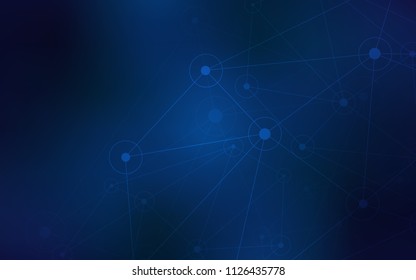 Dark BLUE vector texture with disks, lines. Decorative design in abstract style with triangle structure. Pattern can be used as texture of wallpapers.