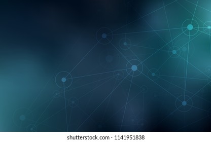 Dark BLUE vector texture with disks, lines. Decorative design in abstract style with triangle structure. Pattern can be used for ads, leaflets.