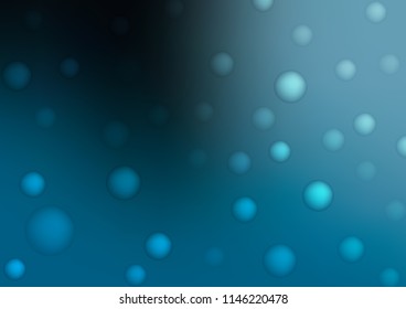 Dark BLUE vector texture with disks. Glitter abstract illustration with blurred drops of rain. The pattern can be used for ads, leaflets of liquid.