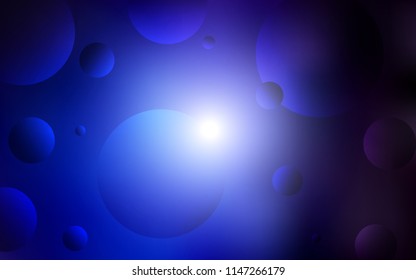 Dark BLUE vector texture with disks. Blurred decorative design in abstract style with bubbles. Pattern can be used for ads, leaflets.