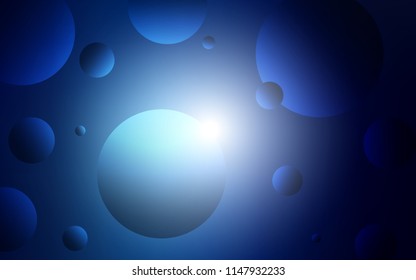 Dark BLUE vector texture with disks. Modern abstract illustration with colorful water drops. Pattern can be used for futuristic ad, booklets.