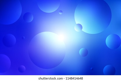 Dark BLUE vector texture with disks. Modern abstract illustration with colorful water drops. Pattern can be used for ads, leaflets.
