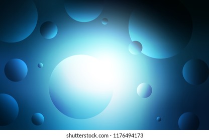 Dark BLUE vector texture with disks. Illustration with set of shining colorful abstract circles. New design for ad, poster, banner of your website.