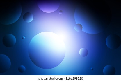 Dark BLUE vector texture with disks. Illustration with set of shining colorful abstract circles. Pattern can be used for ads, leaflets.