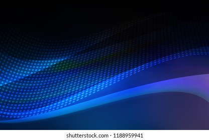 Dark BLUE vector texture with disks, lines. Decorative design in abstract style with triangle structure. Pattern for design of window blinds, curtains.