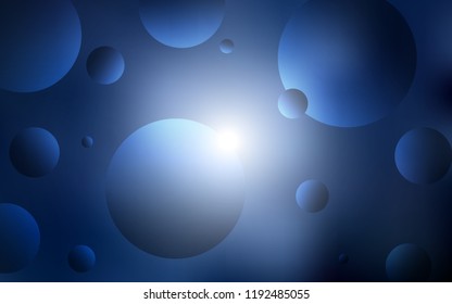 Dark BLUE vector texture with disks. Blurred bubbles on abstract background with colorful gradient. Completely new template for your brand book.