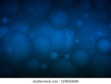 Dark BLUE vector texture with disks. Blurred bubbles on abstract background with colorful gradient. The pattern can be used for aqua ad, booklets.