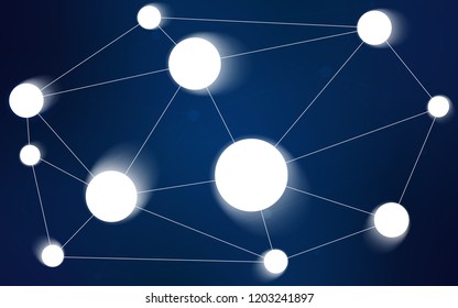 Dark BLUE vector texture with disks, lines. Illustration with set of colorful abstract circles and lines. Beautiful design for your business advert.