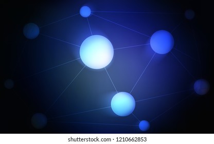 Dark BLUE vector texture with disks, lines. Modern abstract colorful illustration with spheres and lines. Beautiful design for your business advert.