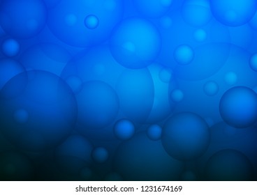 Dark BLUE vector texture with disks. Blurred decorative design in abstract style with bubbles. Pattern can be used as texture of water, rain drops.