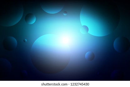 Dark BLUE vector texture with disks. Glitter abstract illustration with blurred drops of rain. New design for ad, poster, banner of your website.