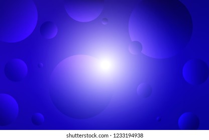 Dark BLUE vector texture with disks. Blurred bubbles on abstract background with colorful gradient. Pattern can be used for beautiful websites.