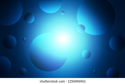 Dark BLUE vector texture with disks. Blurred decorative design in abstract style with bubbles. Pattern can be used for ads, leaflets.