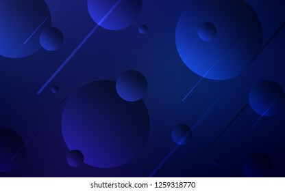 Dark BLUE vector texture with disks. Glitter abstract illustration with blurred drops of rain. New design for ad, poster, banner of your website.