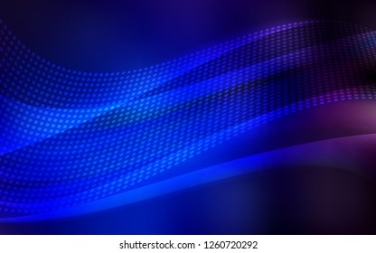 Dark BLUE vector texture with disks, lines. Illustration with set of colorful abstract circles and lines. Pattern for design of fabric, wallpapers.