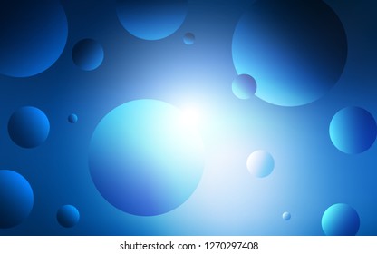 Dark BLUE vector texture with disks. Illustration with set of shining colorful abstract circles. Pattern can be used for futuristic ad, booklets.