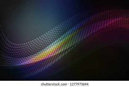 Dark BLUE vector texture with disks, lines. Design with connection of dots and lines on colorful background. Pattern for textures of wallpapers.
