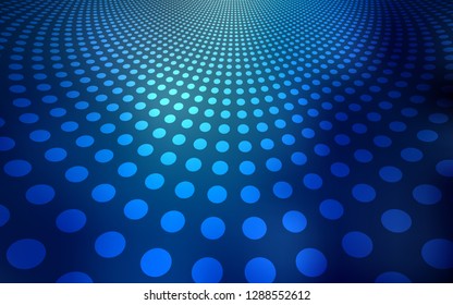Dark BLUE vector texture with disks. Illustration with set of shining colorful abstract circles. New design for ad, poster, banner of your website.