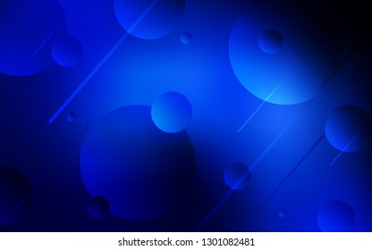 Dark BLUE vector texture with disks. Glitter abstract illustration with blurred drops of rain. Pattern can be used for futuristic ad, booklets.
