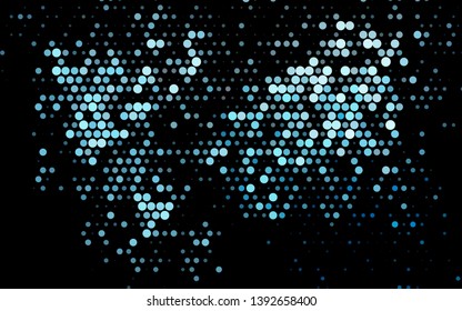 Dark BLUE vector texture with disks. Modern abstract illustration with colorful water drops. Pattern of water, rain drops.