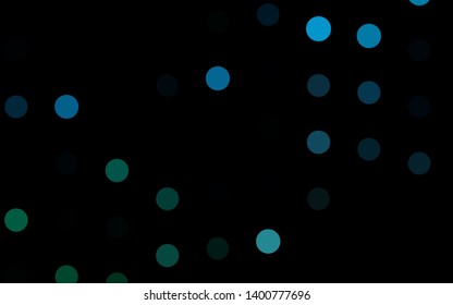 Dark BLUE vector texture with disks. Blurred bubbles on abstract background with colorful gradient. Design for business adverts.