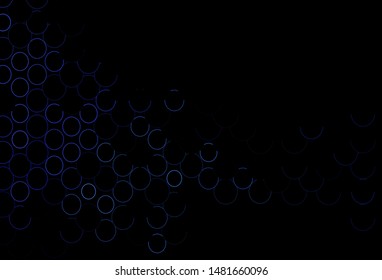 Dark BLUE vector texture with disks. Glitter abstract illustration with blurred drops of rain. Template for your brand book.