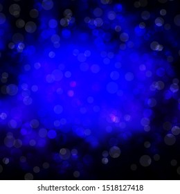 Dark BLUE vector texture with disks. Illustration with set of shining colorful abstract spheres. Design for your commercials.