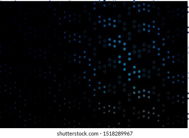 Dark BLUE vector texture with disks. Glitter abstract illustration with blurred drops of rain. Pattern of water, rain drops.