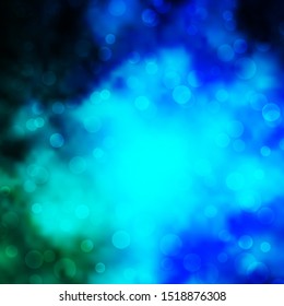 Dark BLUE vector texture with disks. Illustration with set of shining colorful abstract spheres. Pattern for wallpapers, curtains.