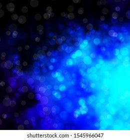 Dark BLUE vector texture with disks. Illustration with set of shining colorful abstract spheres. New template for a brand book.