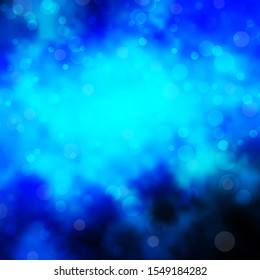 Dark BLUE vector texture with disks. Abstract decorative design in gradient style with bubbles. Design for posters, banners.