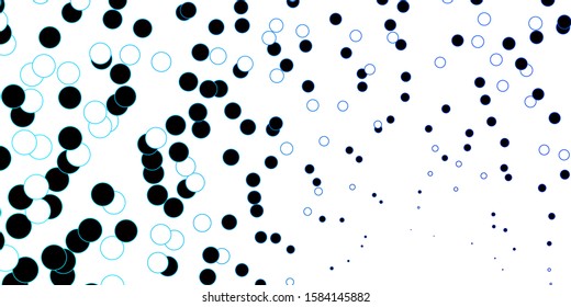 Dark BLUE vector texture with disks. Illustration with set of shining colorful abstract spheres. Design for posters, banners.